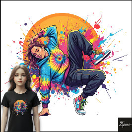 Tie-Dye-Tänzerin Breakdance-Farbspritzer-Kunst Tri-Blend Shirt
