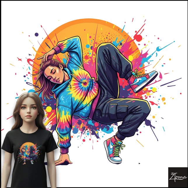 Tie-Dye-Tänzerin Breakdance-Farbspritzer-Kunst Tri-Blend Shirt (Von Creator hochgeladen)