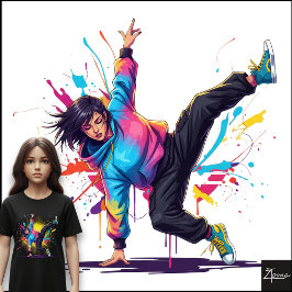 Tie-Dye-Tänzerin Breakdance-Pose Spritzkunst Tri-Blend Shirt
