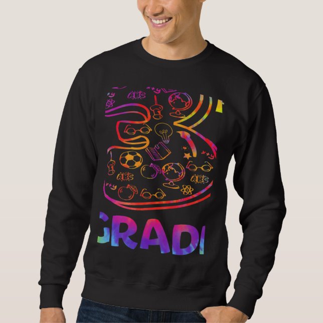 Tie Dye Third Grade Typography Teacher Third Day O Sweatshirt (Vorderseite)
