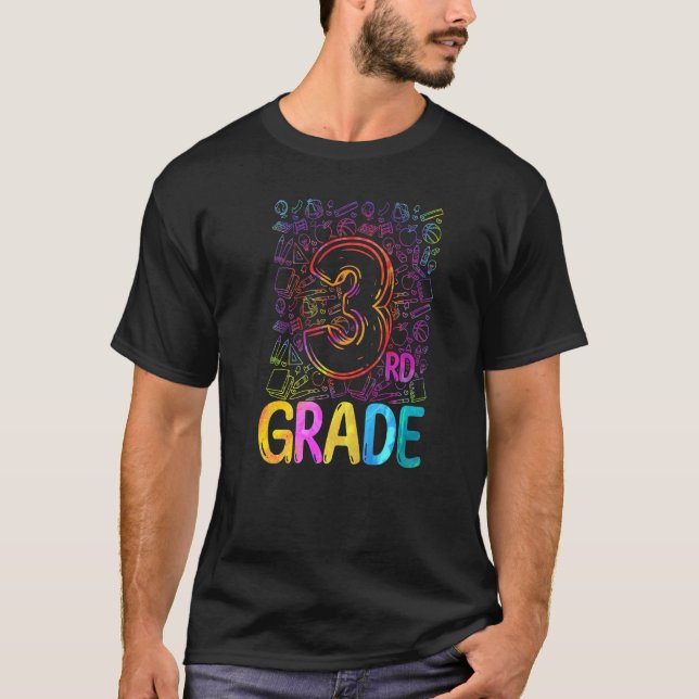 Tie Dye Typography 3rd Grade Teacher Back To Schoo T-Shirt (Vorderseite)