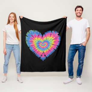 Tie Dye Valentinstag Bunte Herzen Tag Fleecedecke
