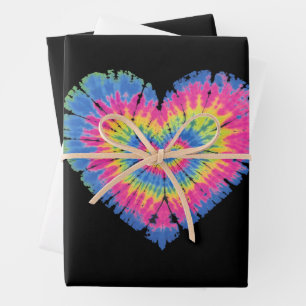 Tie Dye Valentinstag Bunte Herzen Tag  Geschenkpapier Set