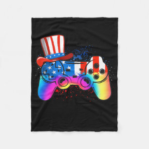 Tie Dye Videospiel 4. Juli Amerikanische Flagge Ju Fleecedecke