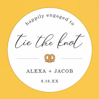 Tie the Knot Pretzel Engagement Party Favor Label Runder Aufkleber