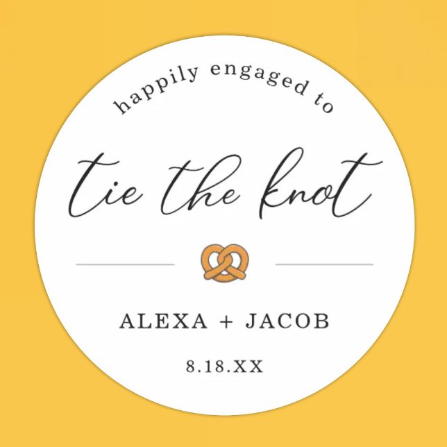 Tie the Knot Pretzel Engagement Party Favor Label Runder Aufkleber (Von Creator hochgeladen)