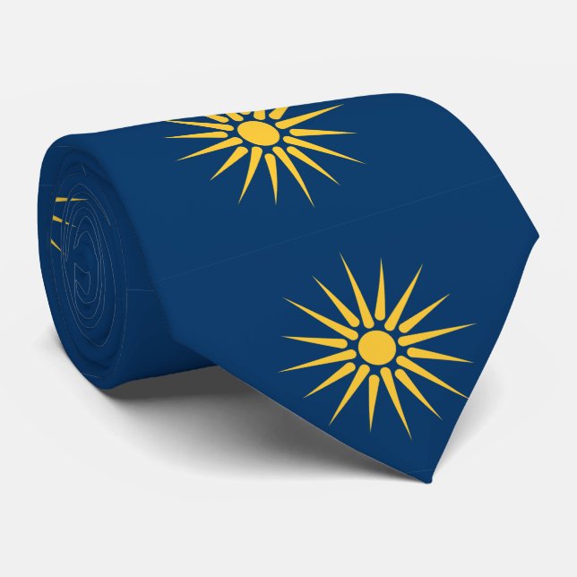 Tie with Flag of Macedonia, Greece Krawatte (Gerollt)