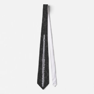 Tied Black Damask Flute Krawatte