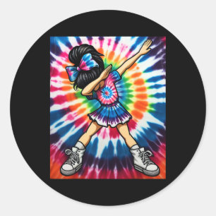 Tied Dye Süße Dabbing Cheerleader Tanz Cheerleadin Runder Aufkleber