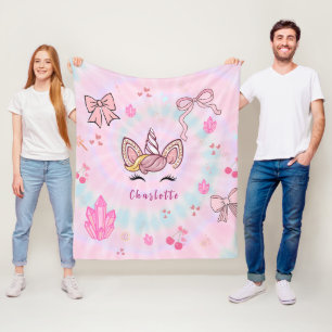 Tiedye-Einhorn-Schmachtlocken-Schleife Fleecedecke