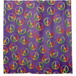 Tiedye-Friedenszeichen auf Lila Duschvorhang