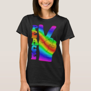 Tiedye-Friedenszeichen-Finger Retro 60er 70er Hipp T-Shirt