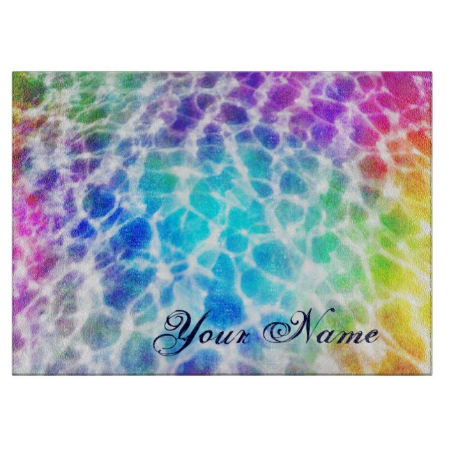 Tiedye Hippie Wavy Regenbogeneffekt Schneidebrett (Vorderseite)