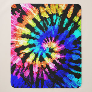 Tiedye-Muster. Handgezeichnetes Regenbogen-Shibori Sherpadecke