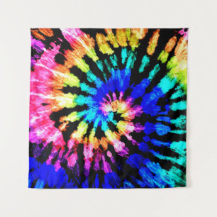 Tiedye-Muster. Handgezeichnetes Regenbogen-Shibori Wandteppich