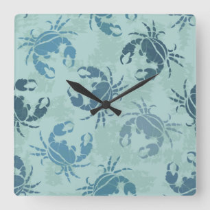 Tiedye-Muster von Krebsen Quadratische Wanduhr