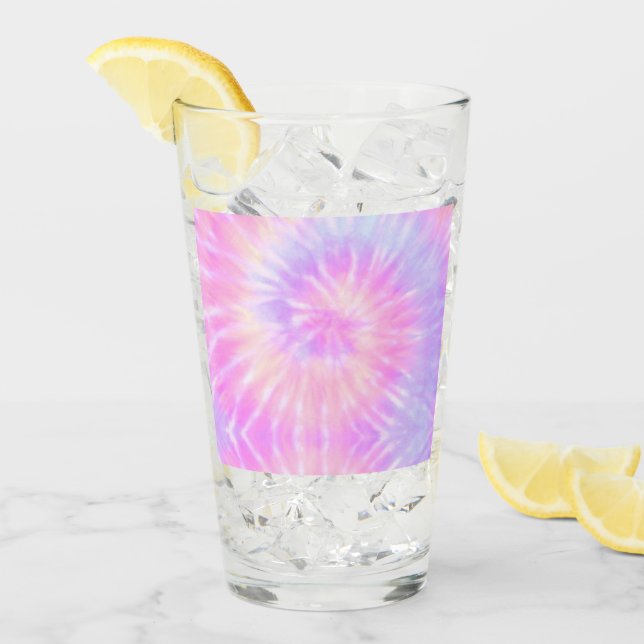 Tiedye Pastel Rainbow Spiral Hippie Gefärbte Krawa Glas (Vorderseite Ice)
