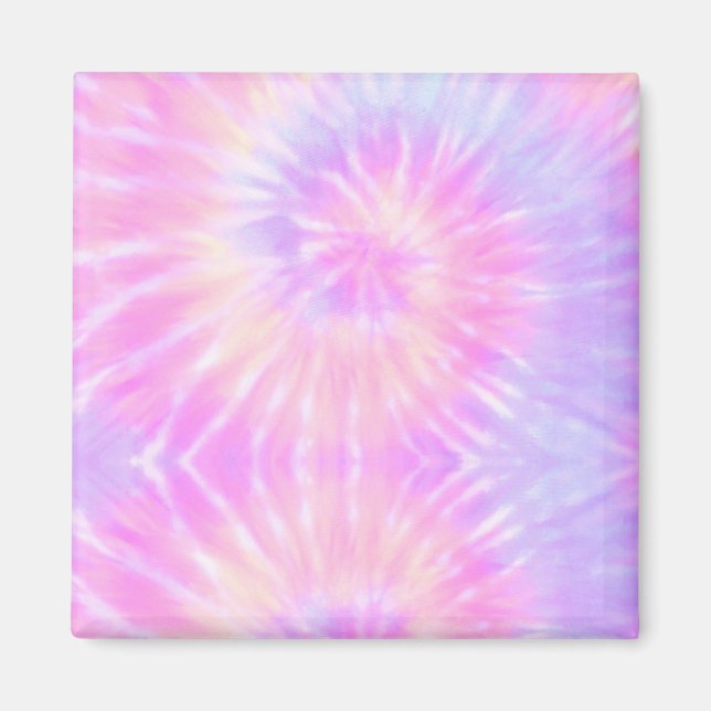 Tiedye Pastel Rainbow Spiral Hippie Gefärbte Krawa Magnet (Vorne)