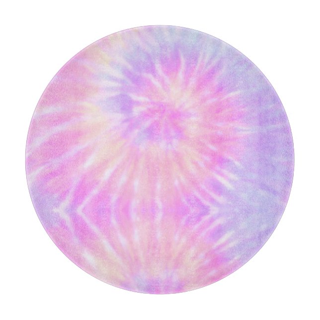 Tiedye Pastel Rainbow Spiral Hippie Gefärbte Krawa Schneidebrett (Vorderseite)