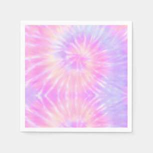 Tiedye Pastel Rainbow Spiral Hippie Gefärbte Krawa Serviette