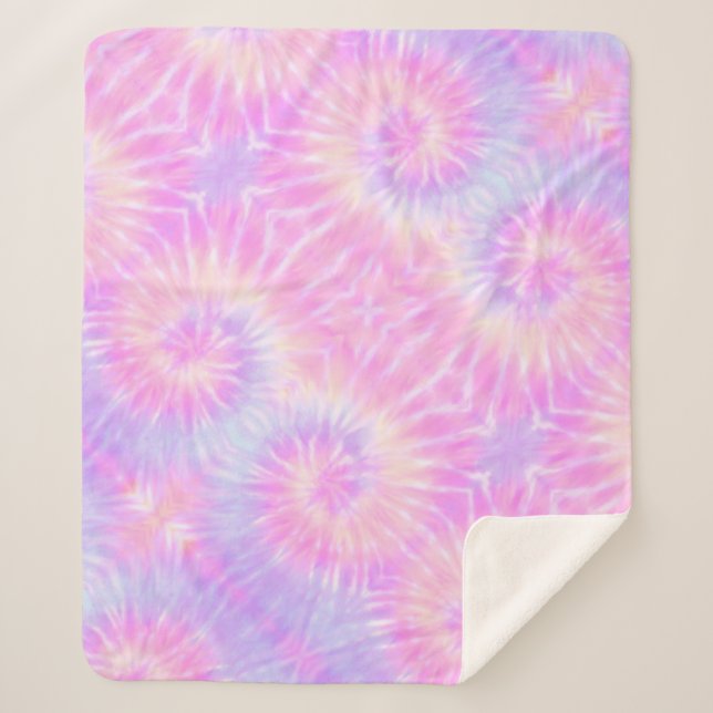Tiedye Pastel Rainbow Spiral Hippie Gefärbte Krawa Sherpadecke (Vorderseite)