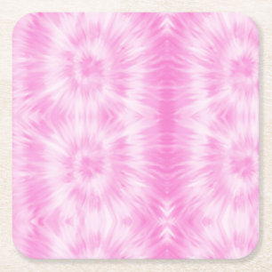Tiedye Pink Spiral Hippie Gefärbte Krawatte Rechteckiger Pappuntersetzer