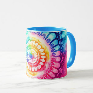 Tiedye-Regenbogenfarben Retro-Hippie Groovy Tasse