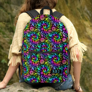 Tiedye Retro Hippie Blumenmuster Benutzerdefiniert Bedruckter Rucksack