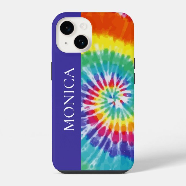 Tiedye Retro Monogramm Farbig iPhone Hülle (Rückseite)