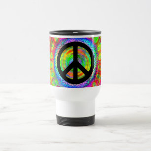Tiedye Target Peace Symbol Reisebecher