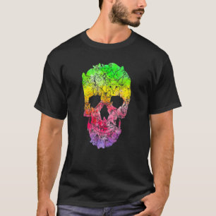 Tiedye-Totenkopf aus Katzen-Halloween T-Shirt