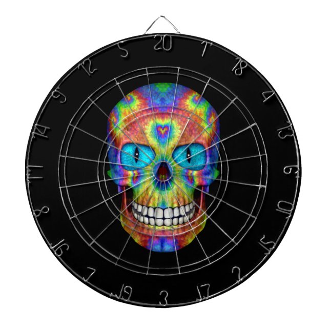 Tiedye-Totenschädel toter Zombie Metallkäfig Dartb Dartscheibe (vorne)