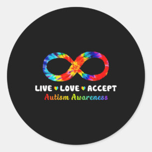 Tiedye Unendlichkeitssymbol Lebe Liebe Akzeptiere Runder Aufkleber