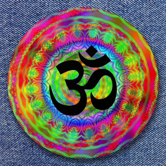 Tiedye Zielscheibe mit Om-Symbol Button (Tiedye Target with Om Symbol Button)