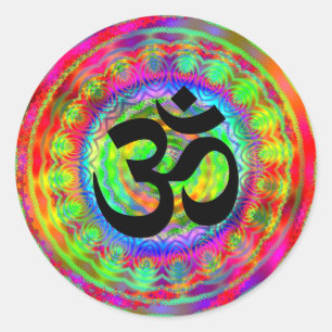 Tiedye Zielscheibe mit Om-Symbol Runder Aufkleber