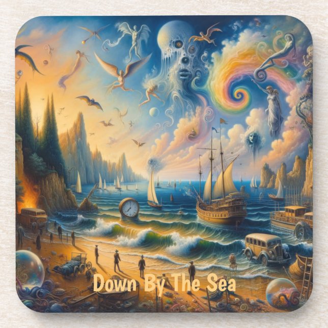 Tief am Meer: Eine surreale Küstenlandschaft Getränkeuntersetzer (Vorderseite)