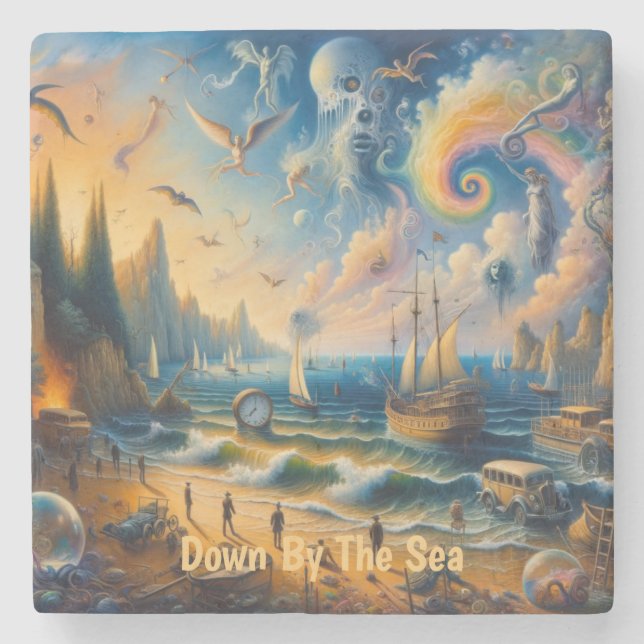 Tief am Meer: Eine surreale Küstenlandschaft Steinuntersetzer (Vorderseite)