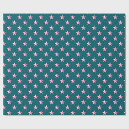 Tief Aquamarine Blue PInk Stars Geschenkpapier