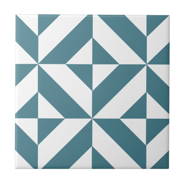 Tief Aquamarines Green Geometric Deko Cube Pattern Fliese (Vorderseite)