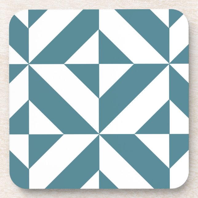 Tief Aquamarines Green Geometric Deko Cube Pattern Getränkeuntersetzer (Vorderseite)