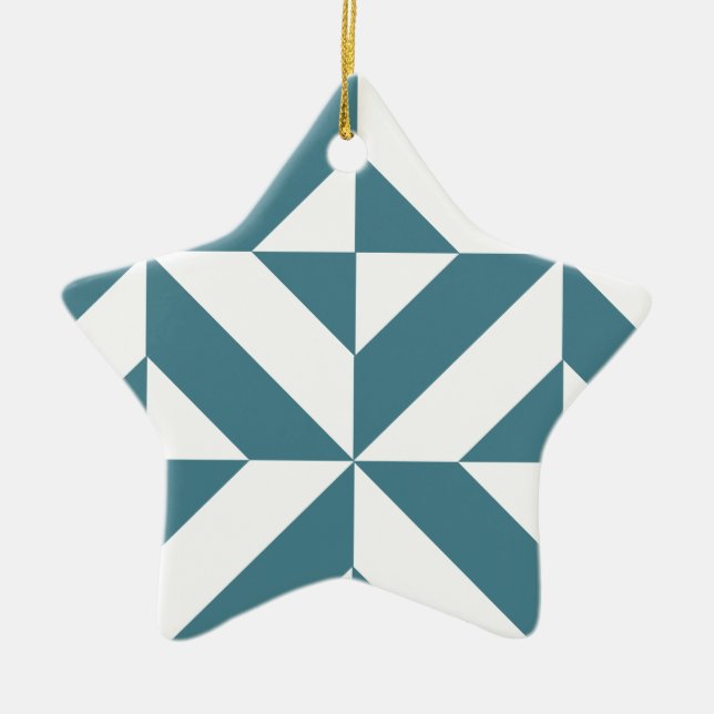 Tief Aquamarines Green Geometric Deko Cube Pattern Keramikornament (Vorne)