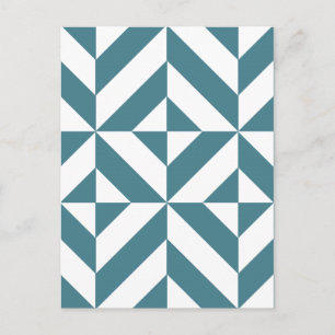 Tief Aquamarines Green Geometric Deko Cube Pattern Postkarte
