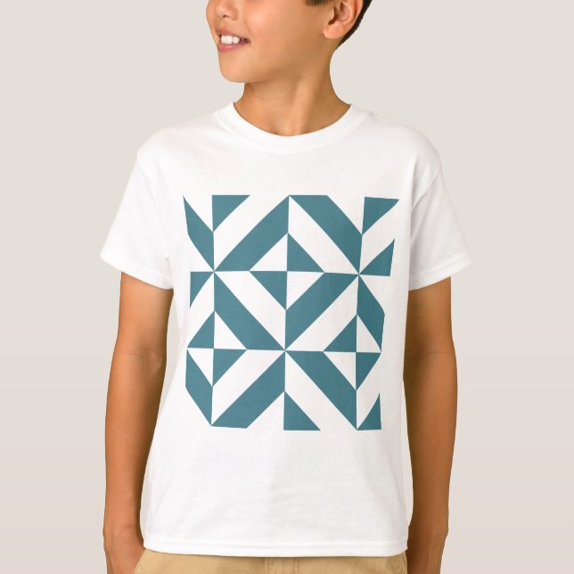 Tief Aquamarines Green Geometric Deko Cube Pattern T-Shirt (Vorderseite)