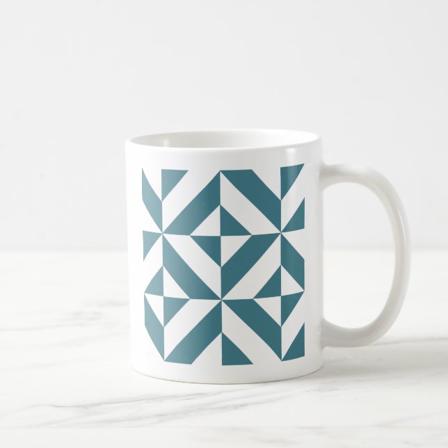 Tief Aquamarines Green Geometric Deko Cube Pattern Tasse (Rechts)