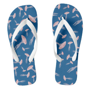 Tief blaue Meeresquallen-Muster Flip Flops