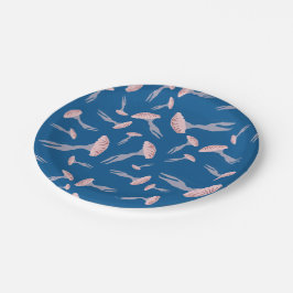 Tief blaue Meeresquallen-Muster Pappteller