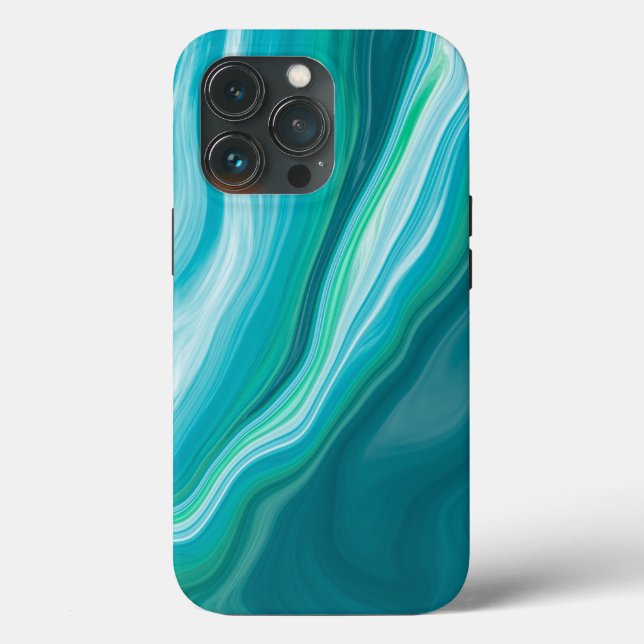 Tief blauer und Aquamariner grüner Marmor Kunst Case-Mate iPhone Hülle (Rückseite)