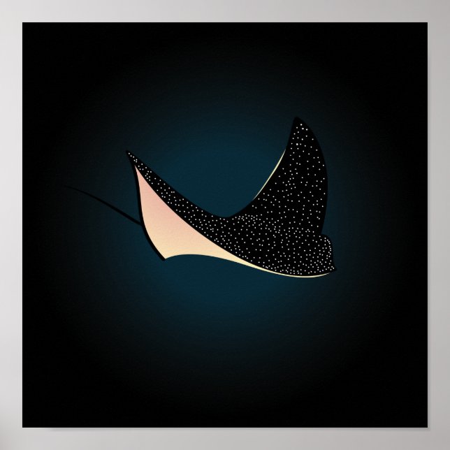 Tief blauer Unterwasser Gepunkteter See Ray Fish Poster (Vorne)