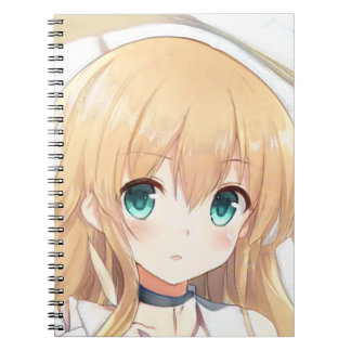 Tief blond Mädchen grüne Augen Anime Manga Notizblock