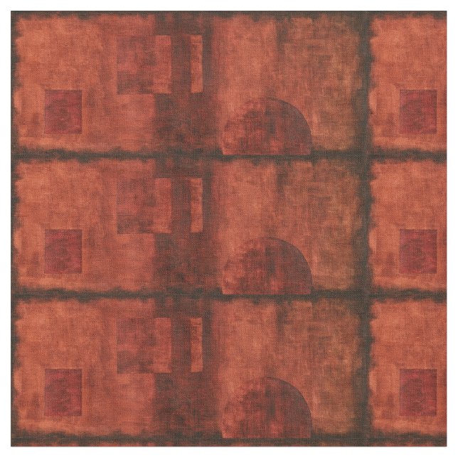 Tief-Crimson-Malerei mit geometrischen Formen Stoff (Nahaufnahme)